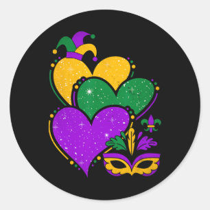 Adesivo Mardi Gras Cute Hearts Mulheres Garotas Vintage