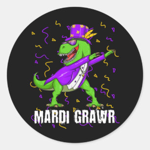 Adesivo Mardi Gras Dabbing T Rex Dinossaur Mardi Grawr Bea