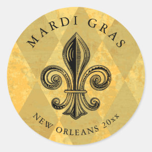 Adesivo Mardi Gras Fleur-de-lis Harlequin - Ano Adicional