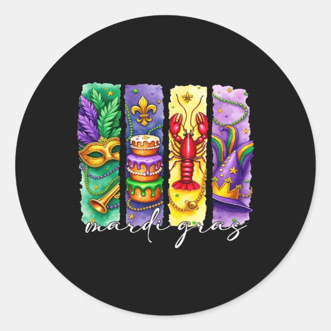 Adesivo Mardi Gras Fleur De Lis Mask King Cake Crawfish Lo (Frente)