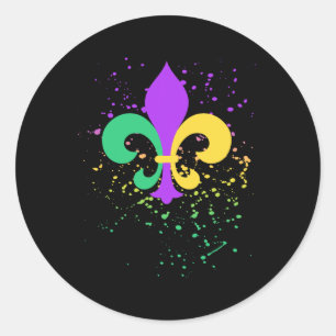 Adesivo Mardi Gras Fleur De Lis Paint Splatter Nola