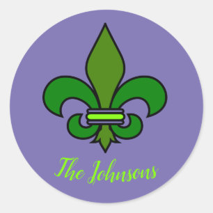 Adesivo Mardi Gras Fleur de Lis Purple e Green Stickers