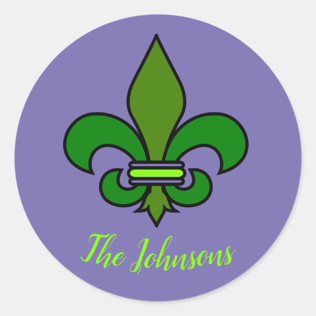 Adesivo Mardi Gras Fleur de Lis Purple e Green Stickers (Frente)