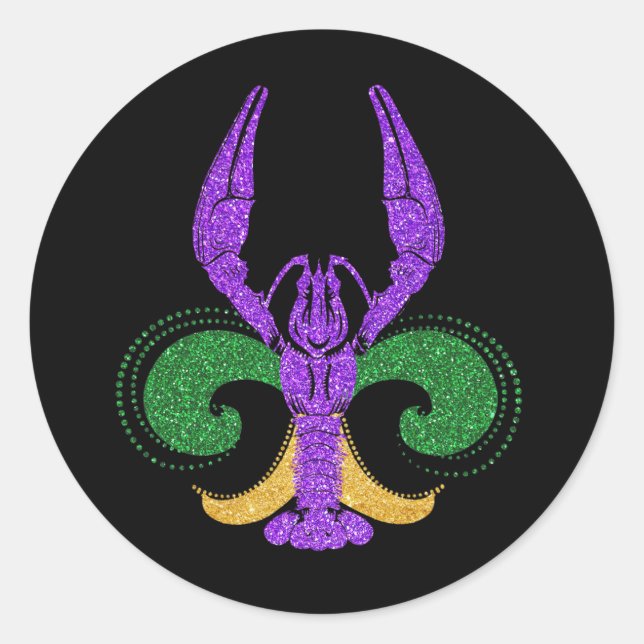 Adesivo Mardi Gras Fleur Lis Crawfish New Orleans (Frente)