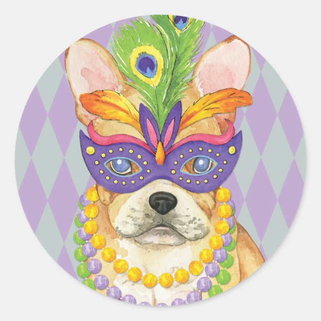 Adesivo Mardi Gras Frenchie (Frente)