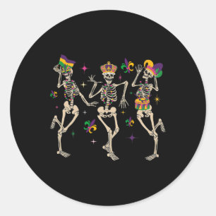 Adesivo Mardi Gras Funny Skeletons Dançando Carnaval