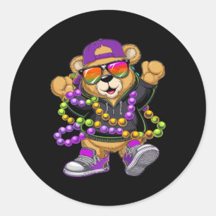 Adesivo Mardi Gras Hip Hop Bear Para Meninos Mens Nova Orl