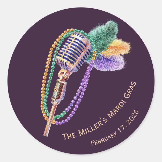 Adesivo Mardi Gras Jazz Microphone Custom Stickers (Frente)