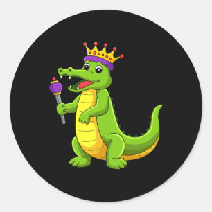 Adesivo Mardi Gras King Crocodile Funny Mardi Gras K