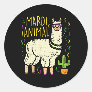 Adesivo Mardi Gras Llama Partido Animal Funny Alpaca Carni