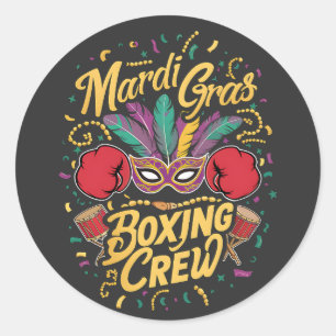 Adesivo Mardi Gras mascarada com a tripulação de boxing.