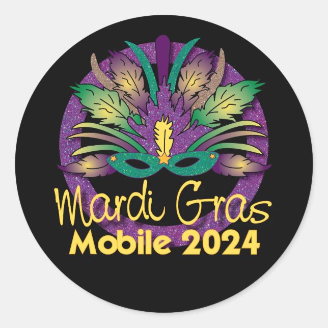 Adesivo Mardi Gras Mask Sticker -2024 - Mobile, AL (Frente)