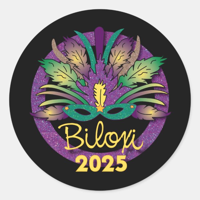 Adesivo Mardi Gras Mask Sticker - 2025 - Biloxi, MS (Frente)