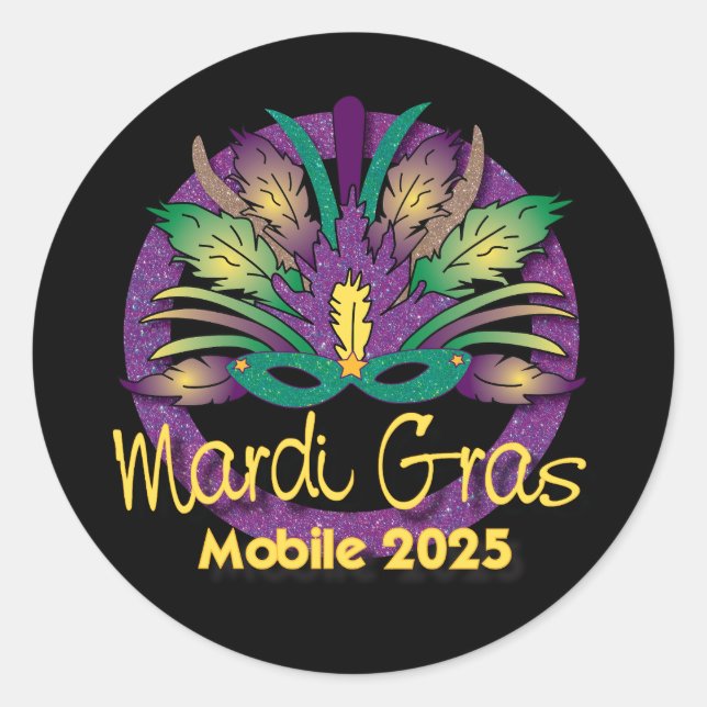 Adesivo Mardi Gras Mask Sticker -2025 - Mobile, AL (Frente)