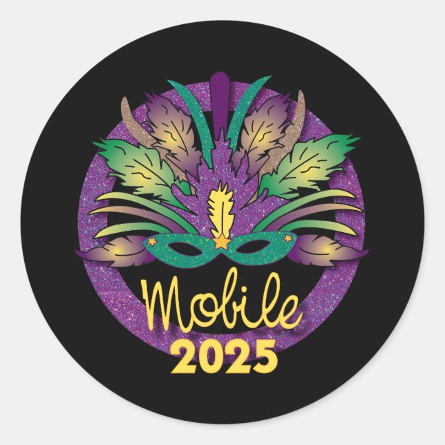 Adesivo Mardi Gras Mask Sticker -2025 - Mobile, AL (Frente)
