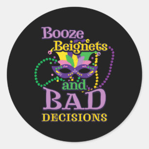 Adesivo Mardi Gras Miçanga Mascarada Funny Booze Beignets 