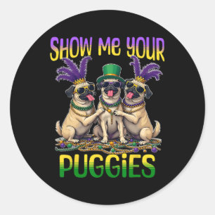 Adesivo Mardi Gras Mostra-Me Seu Pug Mardi Gras