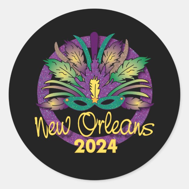 Adesivo Mardi Gras New Orleans Mask Sticker - 2024 (Frente)