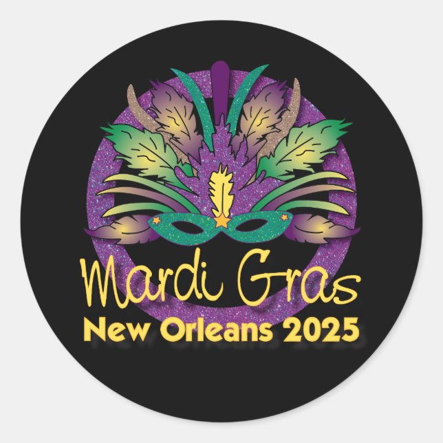 Adesivo Mardi Gras New Orleans Mask Sticker - 2025 (Frente)