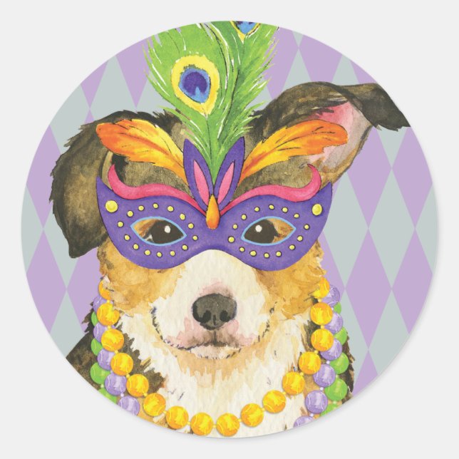 Adesivo Mardi Gras Pembroke Welsh Corgi (Frente)