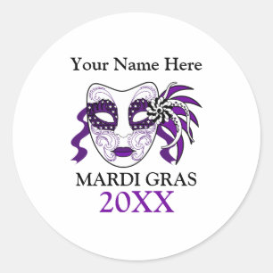 Adesivo Mardi Gras Personalizado com uma máscara de festi