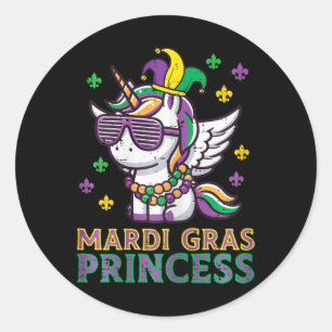 Adesivo Mardi Gras Princesa Unicorn Fat Terça-feira Menina
