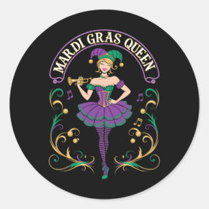 Adesivo Mardi Gras Queen, Carnaval De Diversão Para Mulher