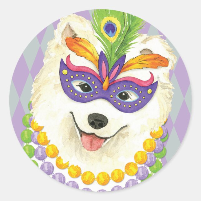 Adesivo Mardi Gras Samoyed (Frente)