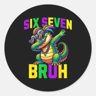 Adesivo Mardi Gras Seis Sete Bruh Mardigator Jacaré 67
