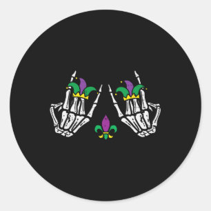 Adesivo Mardi Gras Skeleton Rocker Mão Música Rock Men Bo
