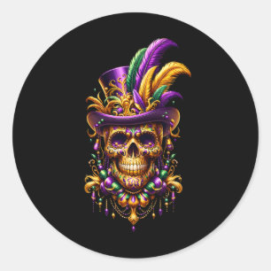 Adesivo Mardi Gras Skull Top Hat New Orleans WitDoctor