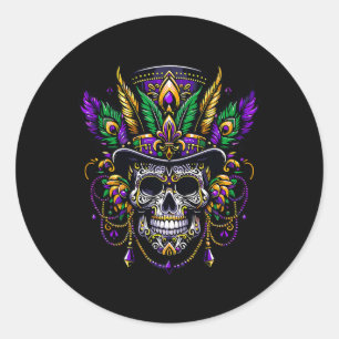 Adesivo Mardi Gras Skull Top Hat New Orleans WitDoctor