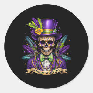 Adesivo Mardi Gras Skull Top Hat New Orleans WitDoctor