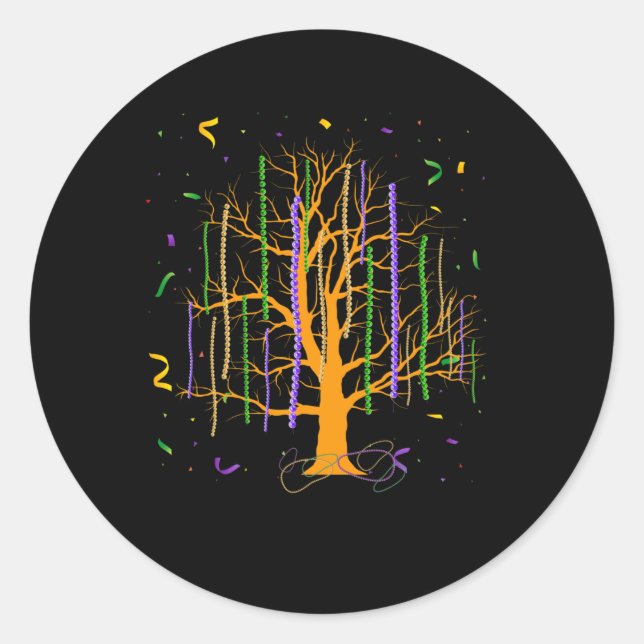 Adesivo Mardi Gras Tree Miçanga New Orleans 2022 Watercolo (Frente)