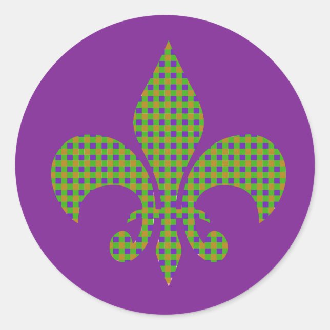 Adesivo Mardi Gras Xadrez Fleur de Lis (Frente)