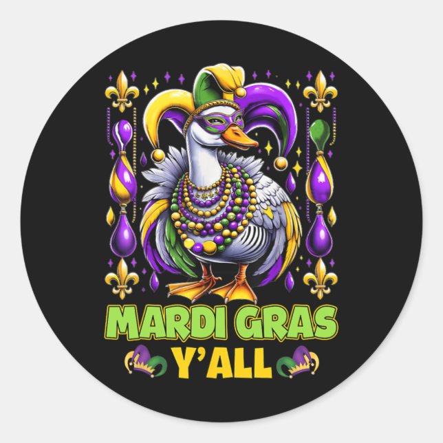 Adesivo Mardi Gras Y'all Duck Fleur-de-lis Parade Carnaval (Frente)