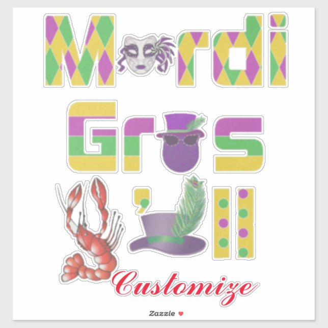 Adesivo Mardi Gras Y'all Thunder_Cove (Folha)