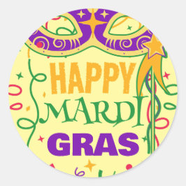 Adesivo mardi gras yellow feliz