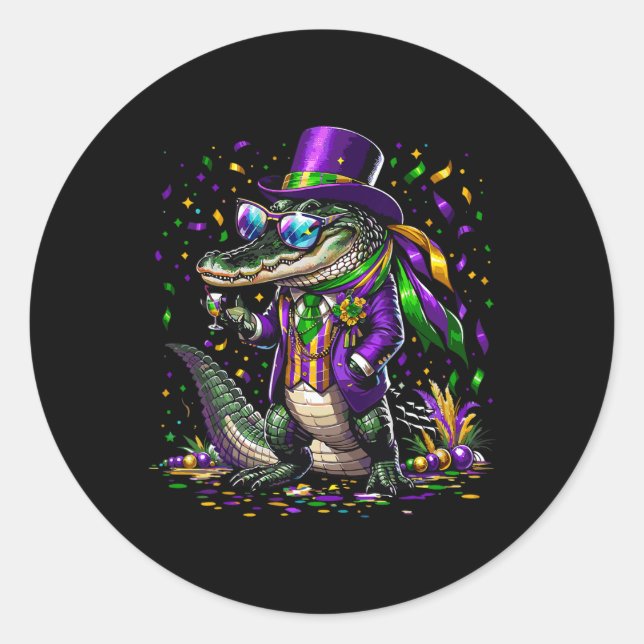 Adesivo Mardigator Mardi Gras Alligator Costume Men (Frente)