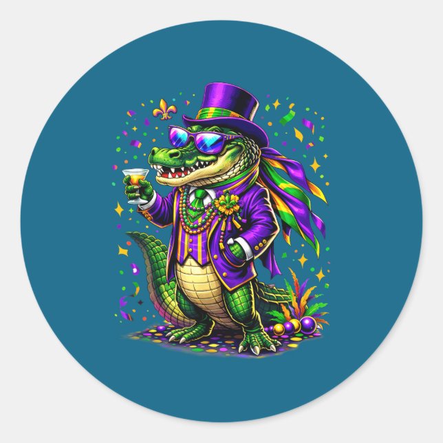 Adesivo Mardigator Mardi Gras Jacaré Engraçado (Frente)