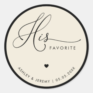 Adesivo Marfim e Preto Seu Favorito Favor de Casamento