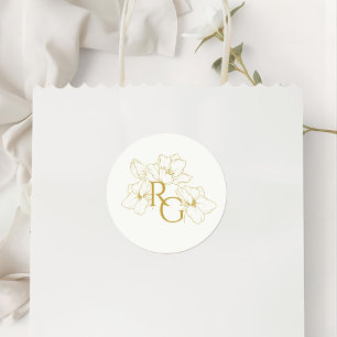 Adesivo Marfim Monograma Floral em Dourado Falso para Ca