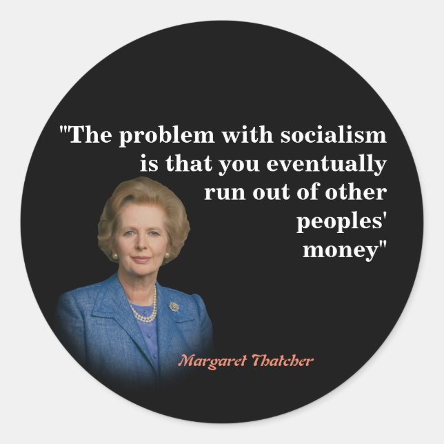 Adesivo Margaret Thatcher Cita O Socialismo (Frente)