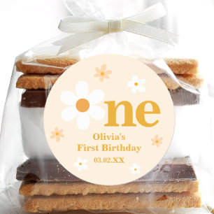 Adesivo Margarida Amarela-branca Um primeiro aniversario