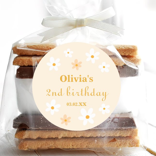 Adesivo Margarida Amarela e branca Aniversário (Criador carregado)