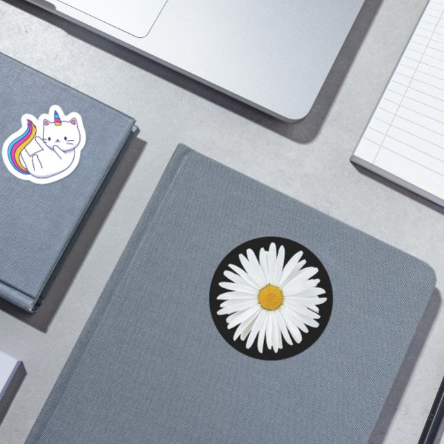 Adesivo Margarida Branca no Floral Negro (In Situ Book)