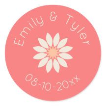 Margarida Branca no Selo de Casamento Personalizad