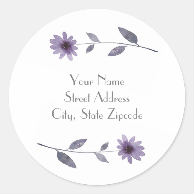 Adesivo Margarida de Aquarela Roxa (Frente)