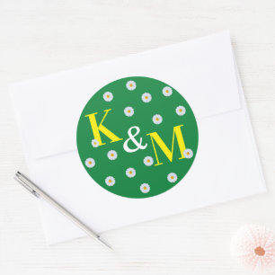 Adesivo Margarida Floral Simples Verde Branco Amarelo