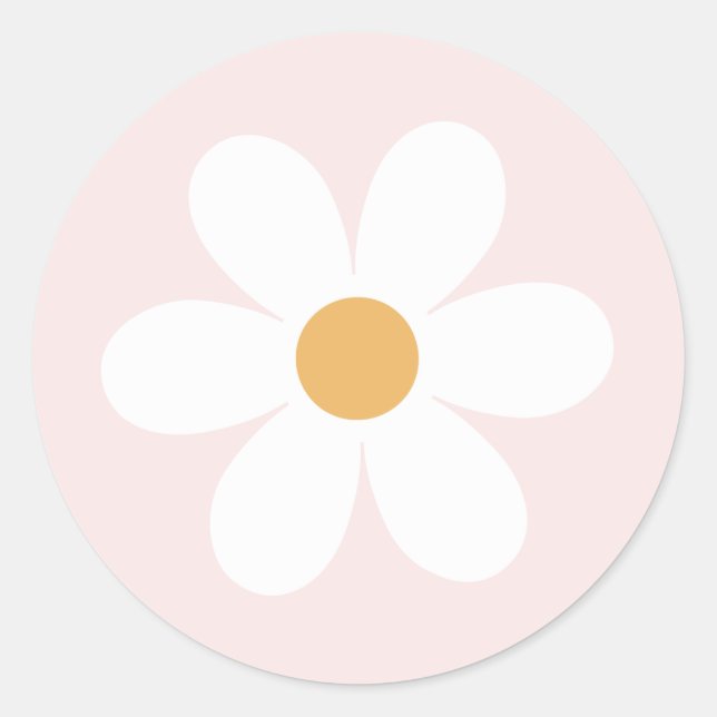Adesivo Margarida retrô rosa claro boho (Frente)